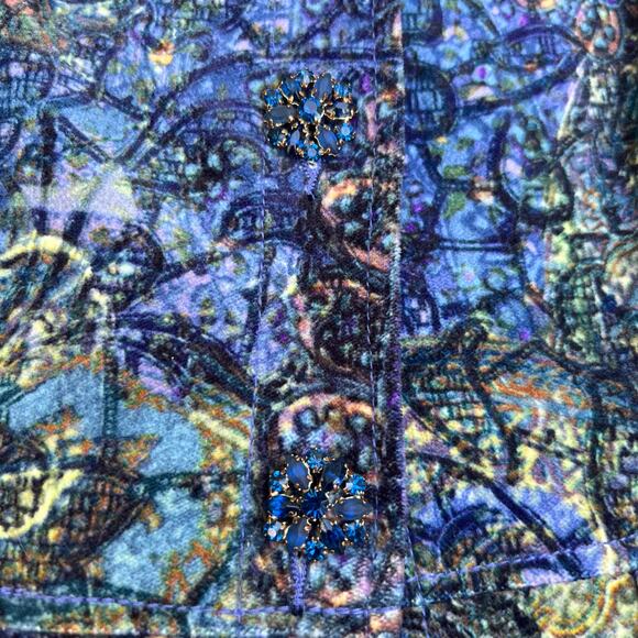 Vintage Canvasbacks Velvet Tapestry Blazer 4 USA Made Baroque Rhinestone Jacket - Picture 8 of 15